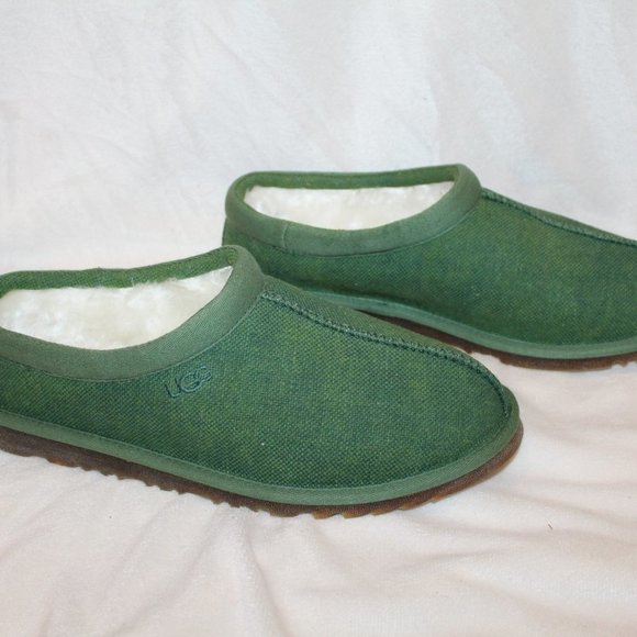NIB UGG MEN'S CANVAS TASMAN SLIP ON SLIPPERS GREEN - Picture 5 of 7